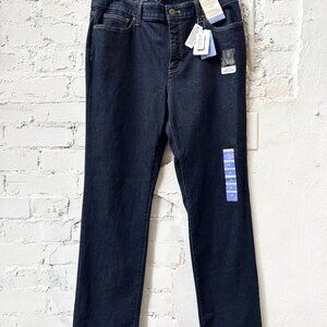 NWT St. John's Bay Straight Leg Mid Rise Denim Jeans w/ Slimming Panel  Size 16